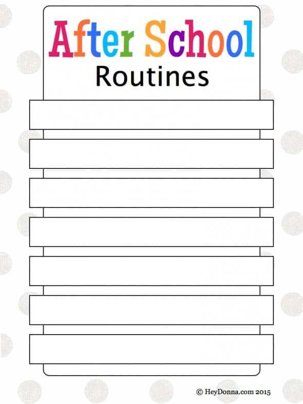 After School Routine Blank Chart Printable 