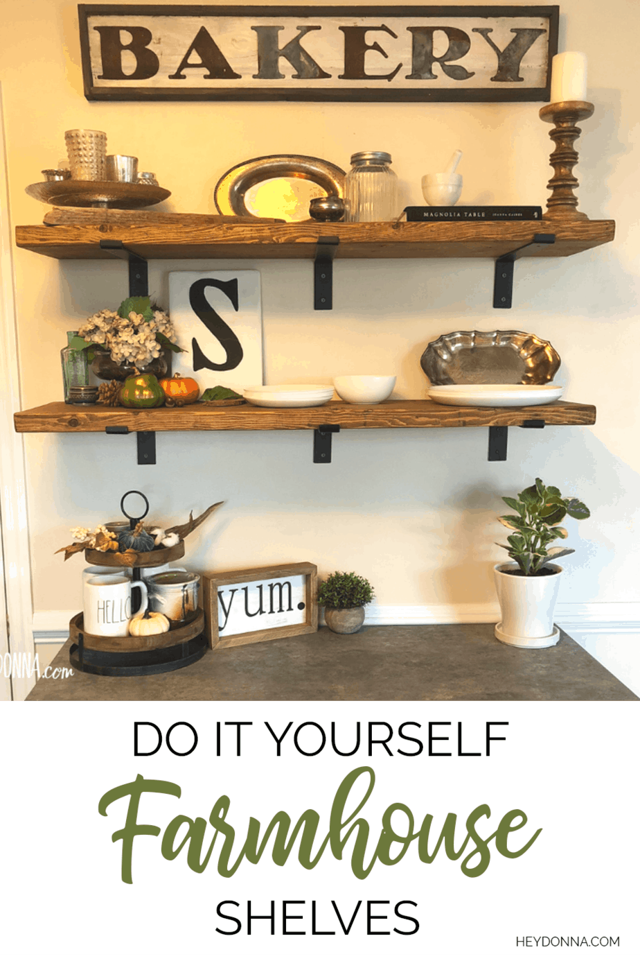 DIY Farmhouse Shelves - Hey Donna