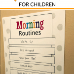 Printable Morning Routine chart for kids hanging on wall.