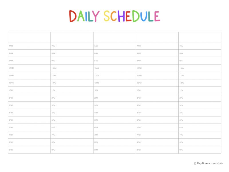 Create a Daily Schedule for Kids With These Free Printables - Hey Donna