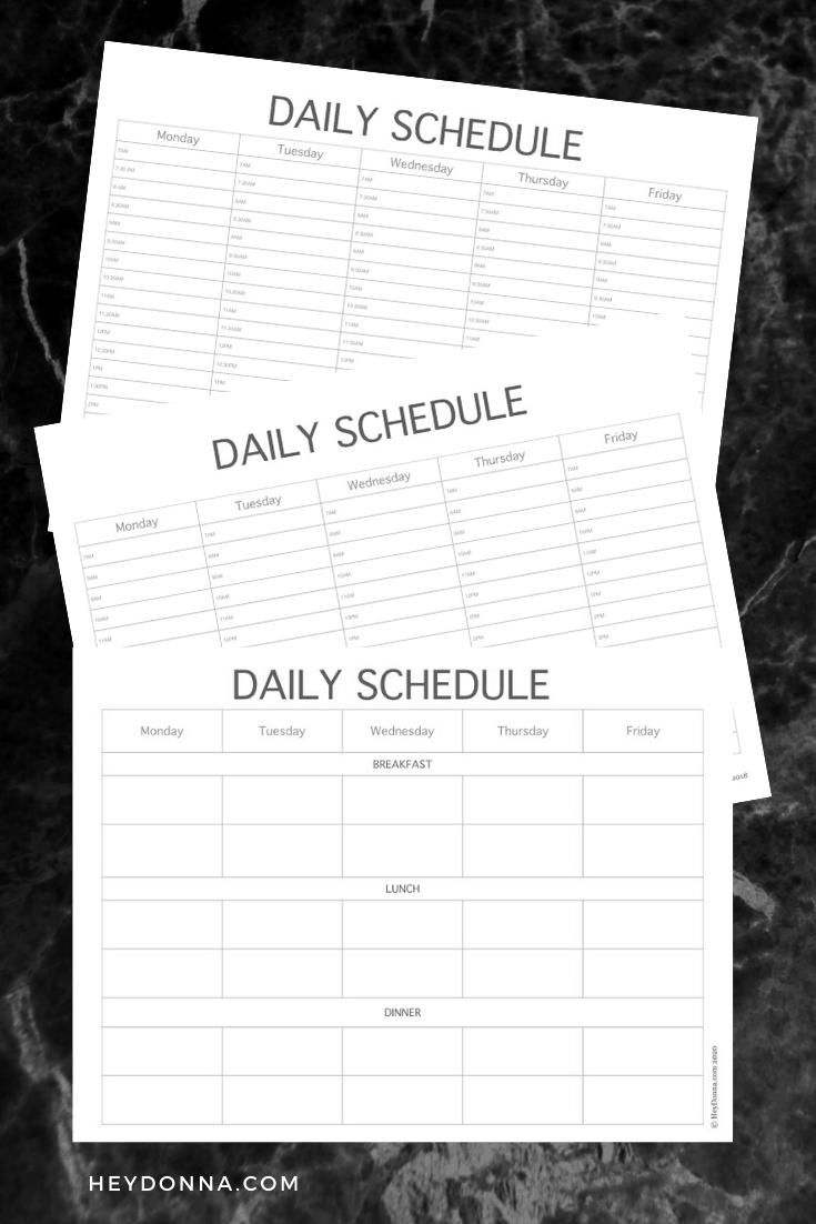 daily schedule template for kids free
