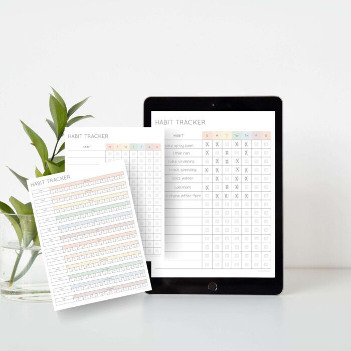 Printable Habit Tracker for your bullet journal, to print, and to use digitally. Use habit tracker on ipad too!
