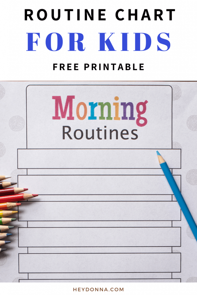 Printable Morning Routines Chart with text overlay
