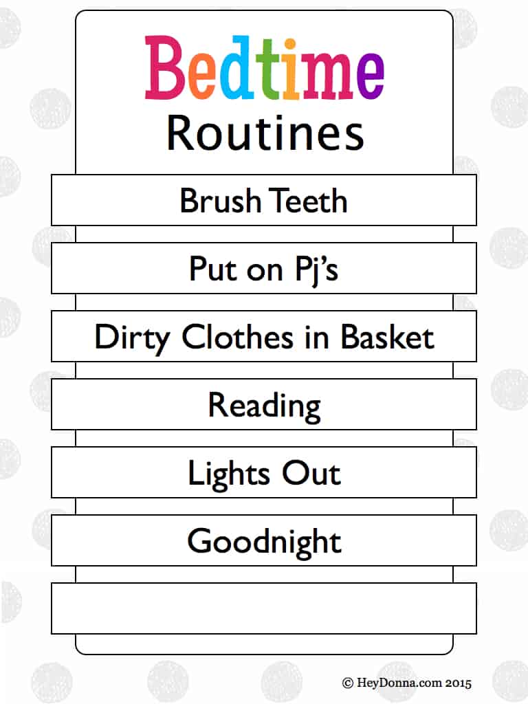 Printable Bedtime Routine Chart for Children - Editable PDF - Hey Donna