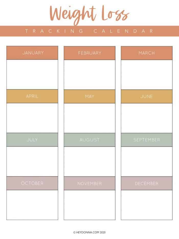 weight loss calendar 6 free templates hey donna