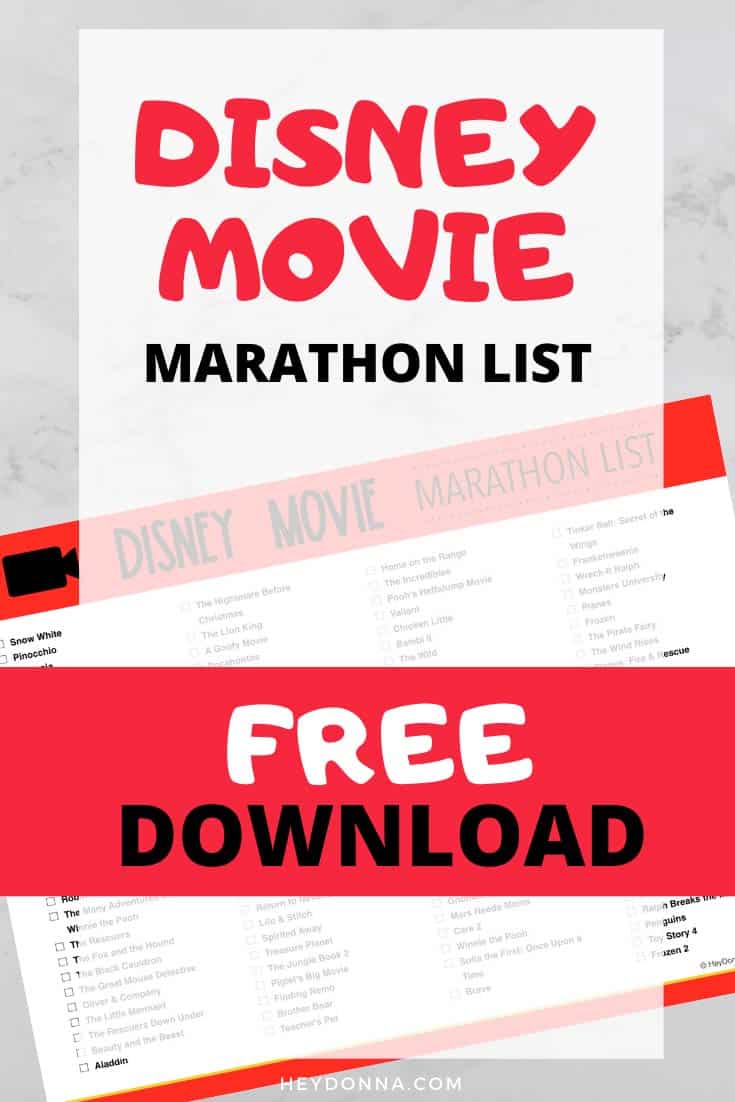 Have a Disney Movie Marathon with This Free List Hey Donna
