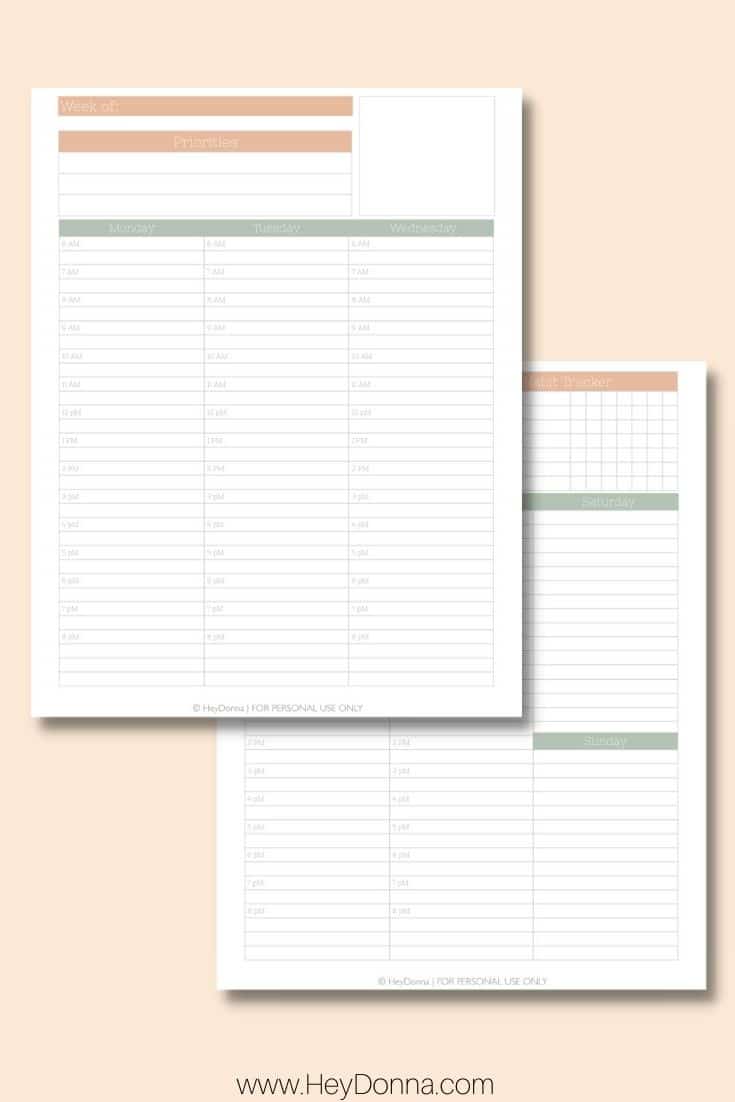 free weekly planner printables hey donna