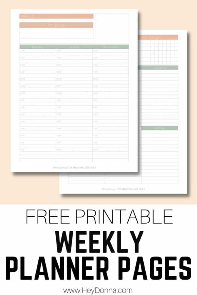 Free Weekly Planner Printables Download Pdf Hey Donna