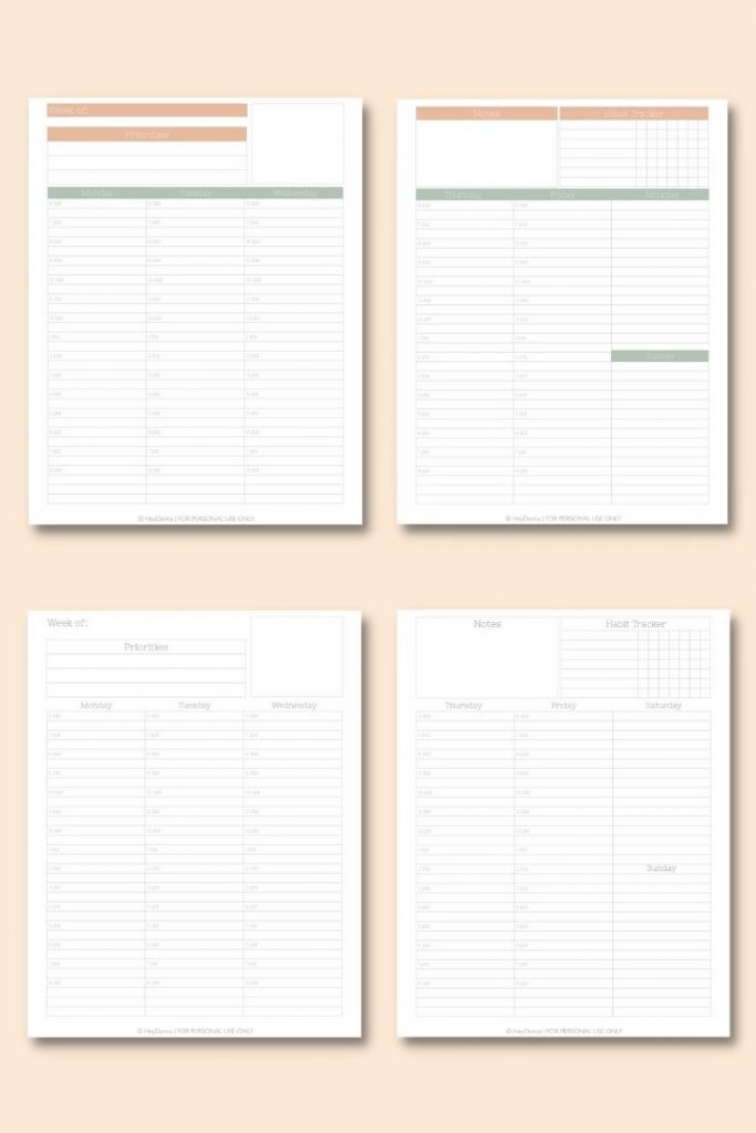 free weekly planner printables hey donna