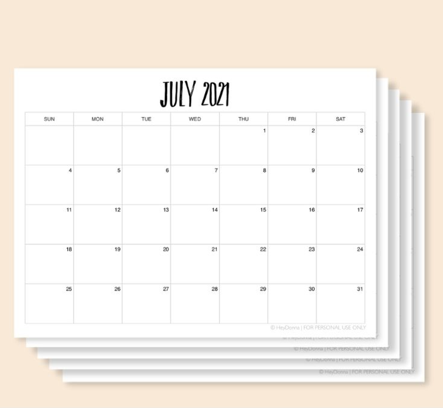 Printable July 2021 Calendar - Hey Donna