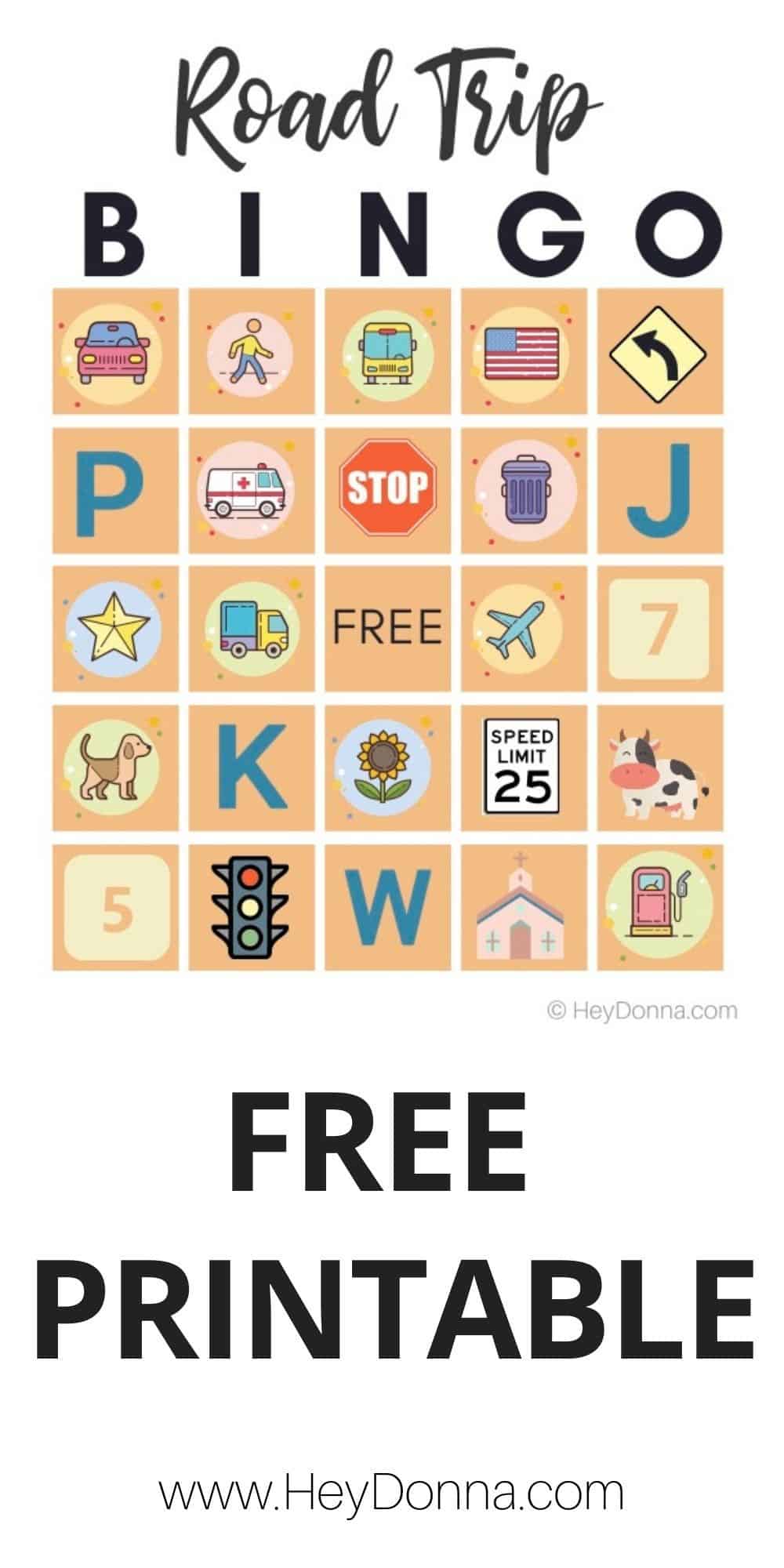 Printable Road Trip Bingo for Kids - Hey Donna