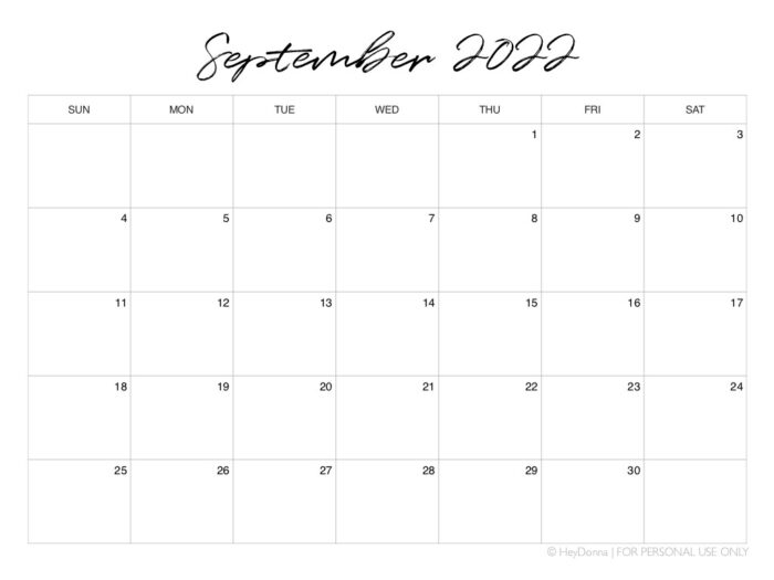 printable september 2022 monthly calendar hey donna