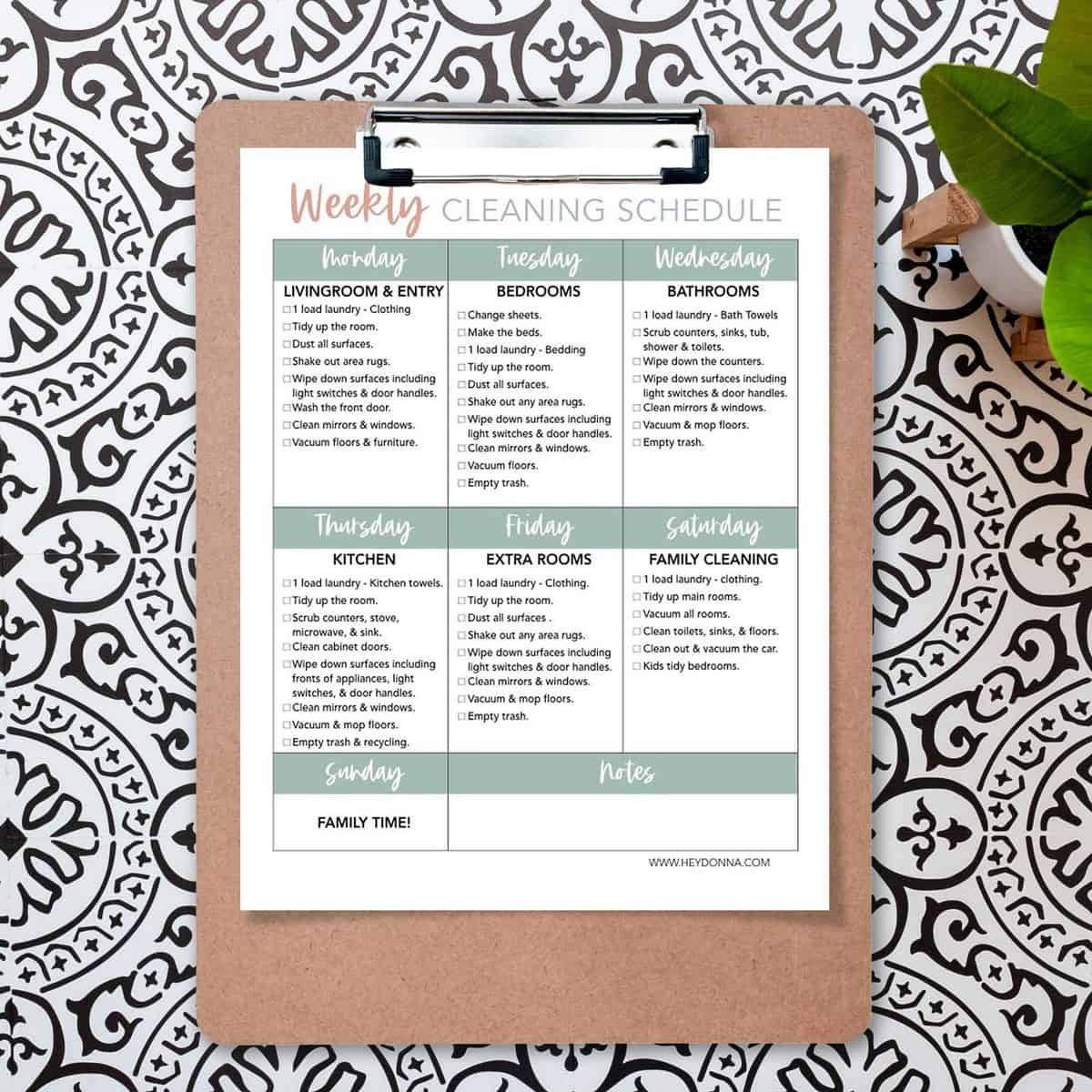 Cleaning Schedule For Working Moms With Free Printable Hey Donna