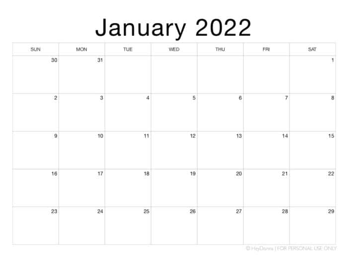 printable january 2022 calendar hey donna