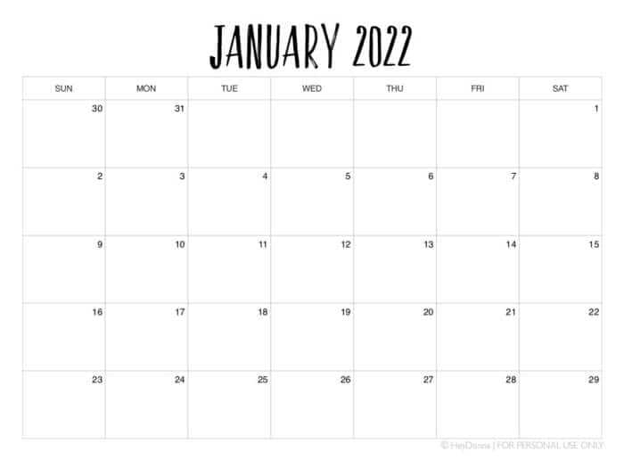 printable january 2022 calendar hey donna