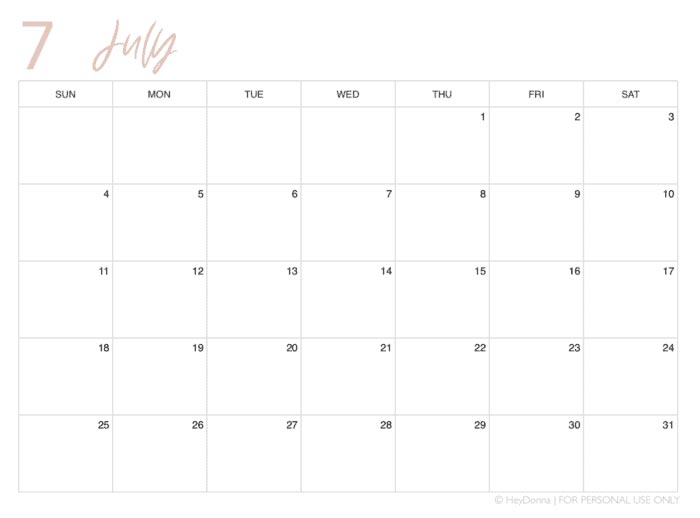 printable july 2021 calendar hey donna