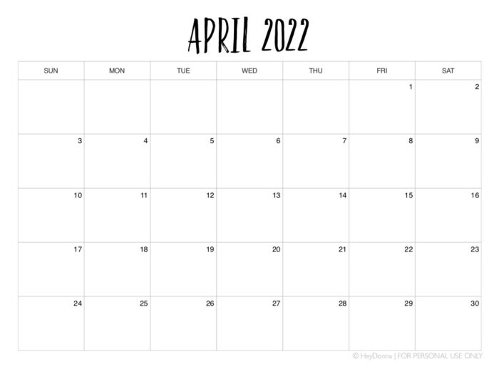 printable april 2022 calendar hey donna