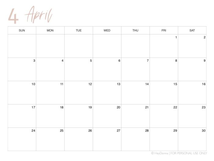 printable april 2022 calendar hey donna