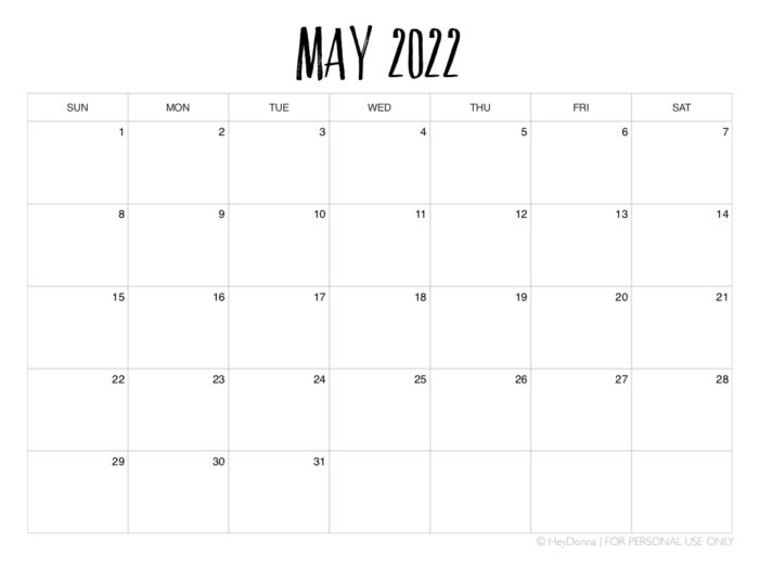 May 2022 Printable Calendar