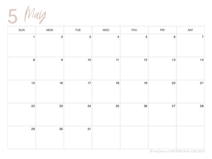 May 2022 Printable Calendar PDF