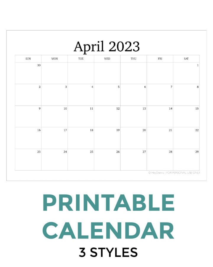 April Calendar PDF