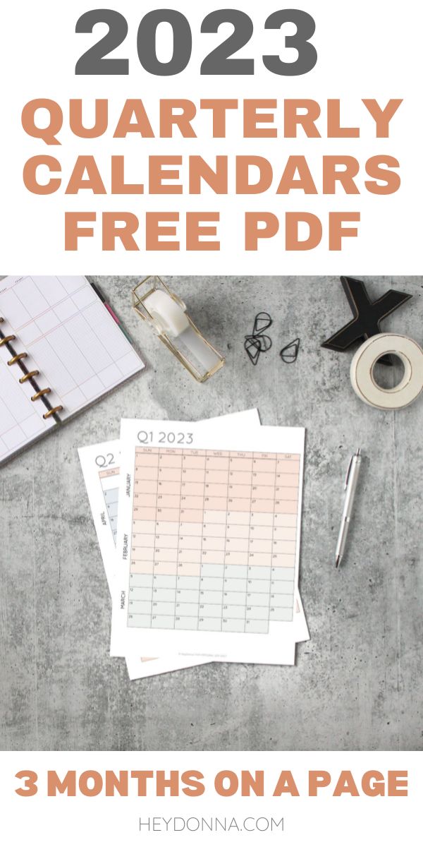 2024 3-Month Quarterly Calendar Printables - FREE - Hey, Donna!