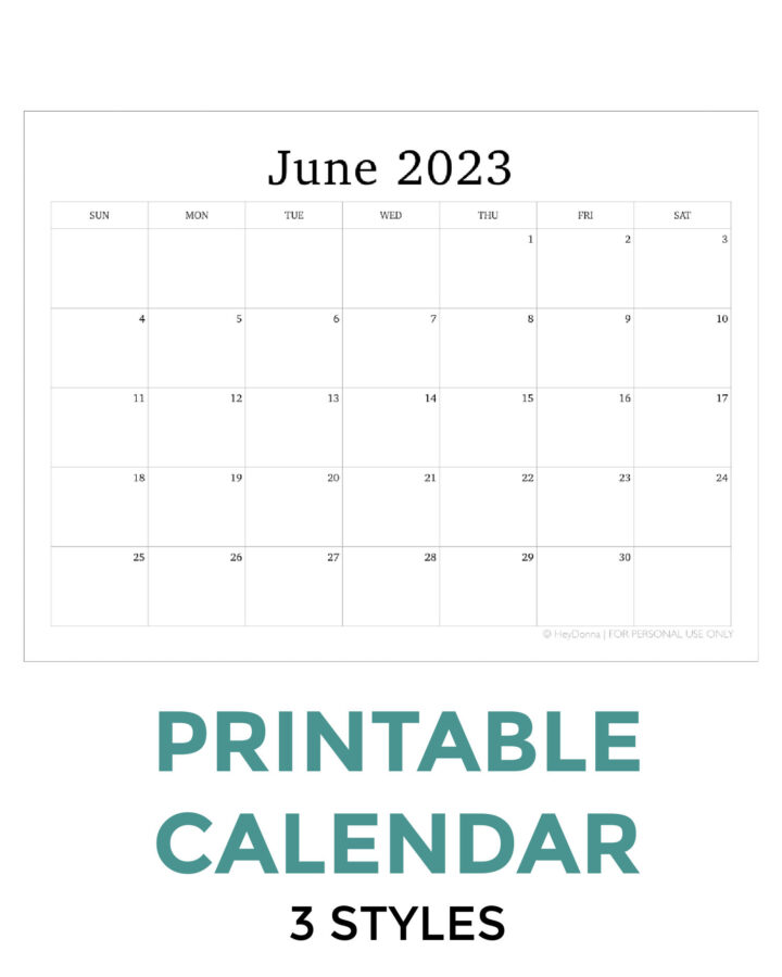 Free June Calendar to print