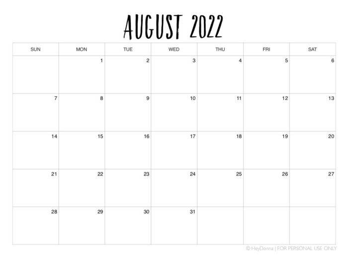 printable august 2022 calendar hey donna