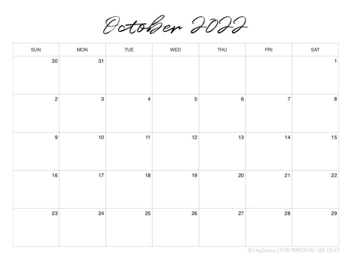 printable october 2022 calendar hey donna