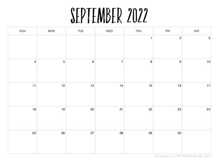 printable september 2022 monthly calendar hey donna