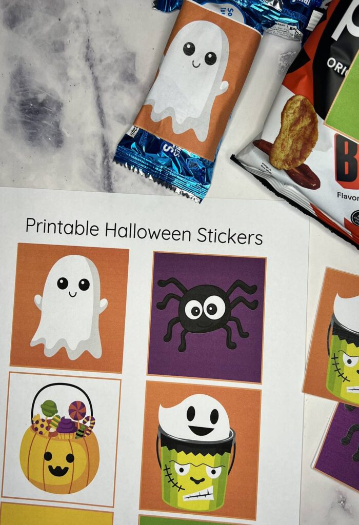 Halloween stickers - ghost sticker, spider sticker, pumpkin sticker - free to print at home