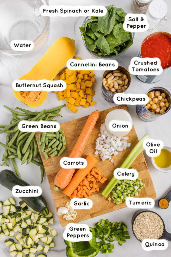 Ingredients to make Quinoa Vegetable soup recipe
