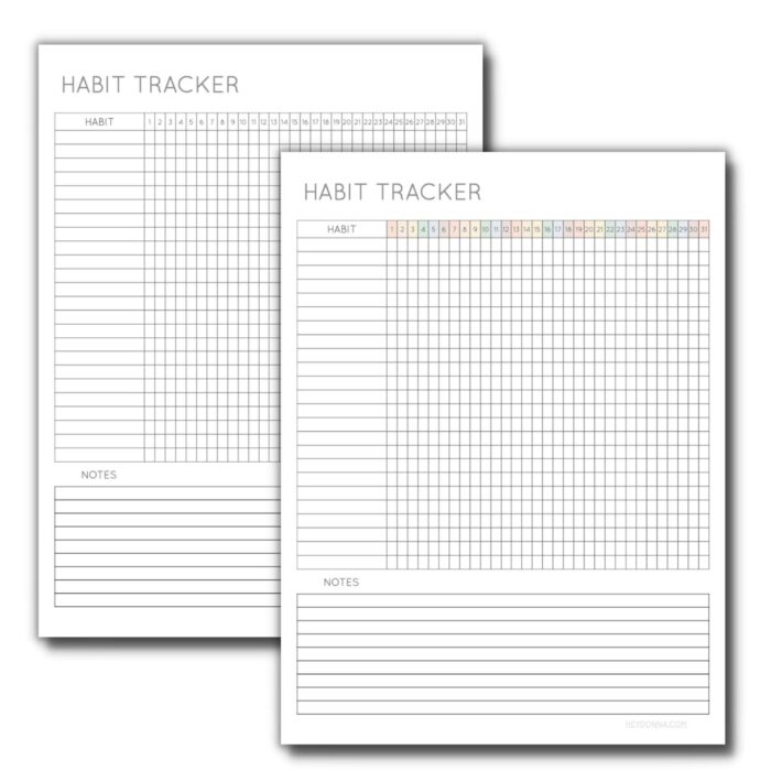 Monthly Habit Tracker Templates
