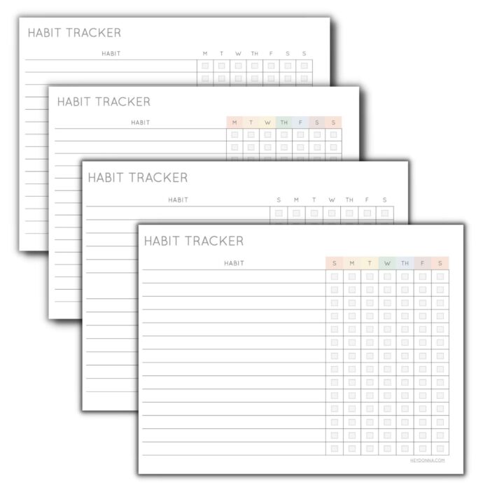 Weekly habit tracking template to print