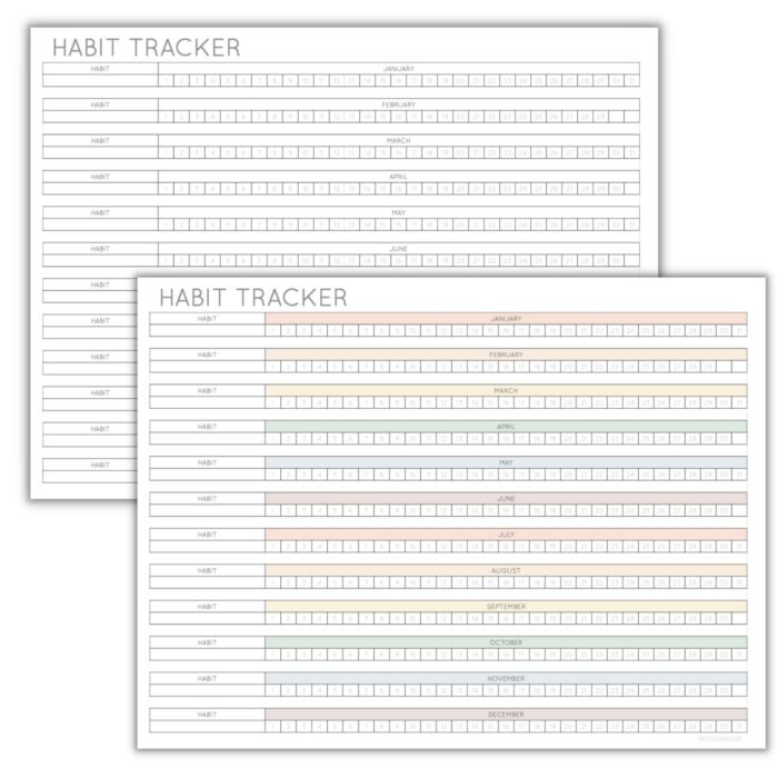 Free habit tracker - whole year