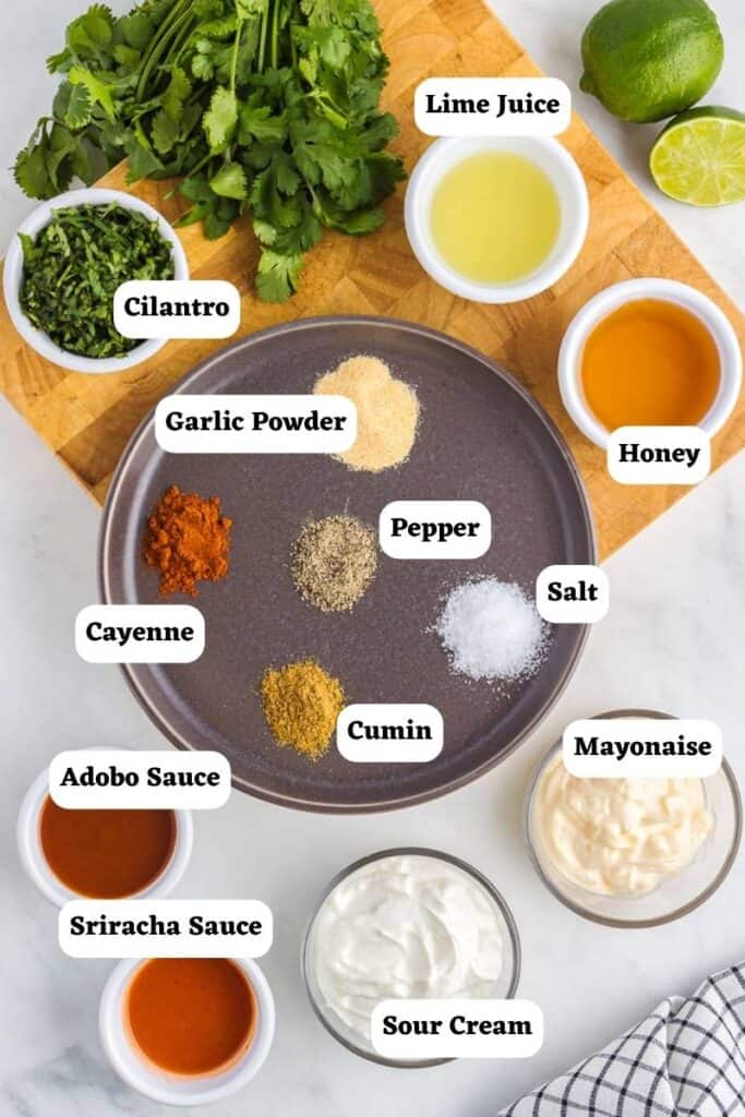 Ingredients for Cilantro Lime Sauce Recipe