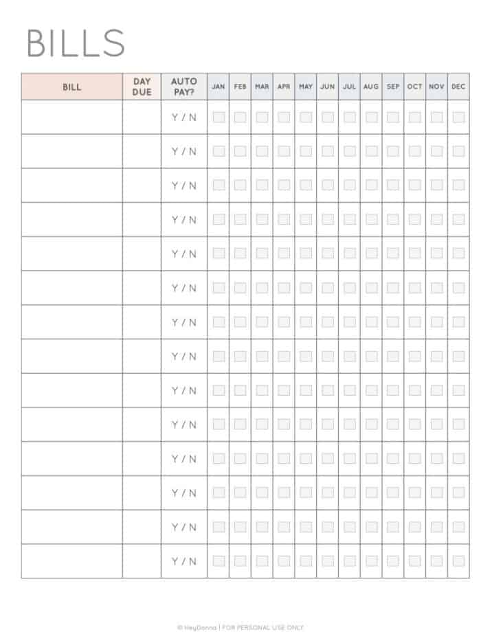 Free Printable Monthly Bill Tracker Hey Donna 