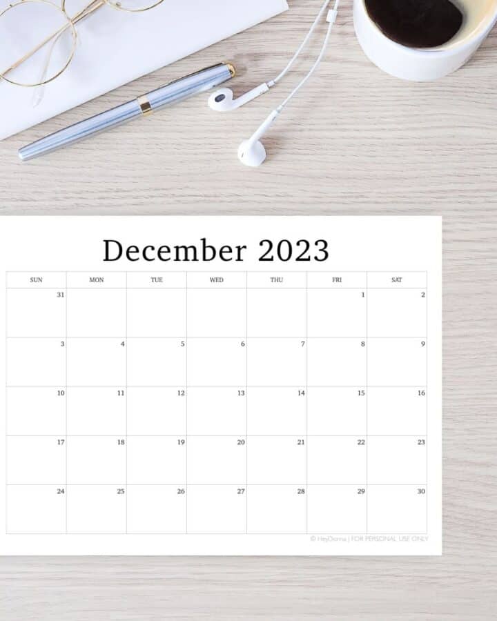 december 2023 calendar to print