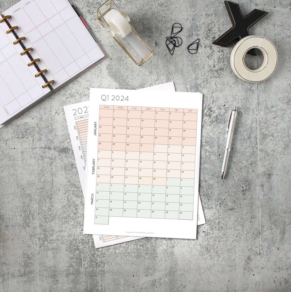 2024 3-Month Quarterly Calendar Printables - FREE - Hey, Donna!