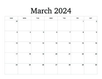 Printable March Monthly Calendar [ 2024 ] - Hey Donna