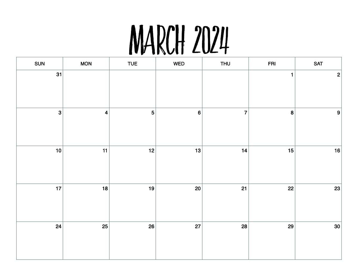 Printable March Monthly Calendar [ 2024 ] - Hey Donna