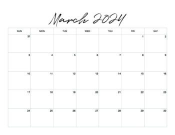 Printable March Monthly Calendar [ 2024 ] - Hey Donna