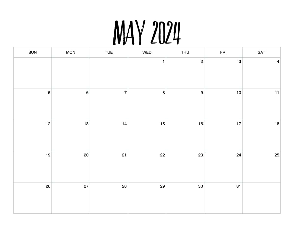 Printable May Monthly Calendar [ 2024 ] - Hey Donna