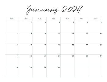 Printable January Monthly Calendar [ 2024 ] - Hey Donna