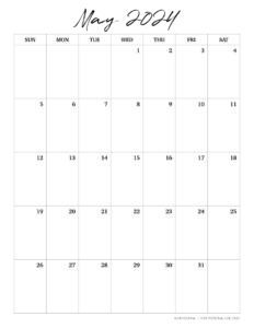 Printable May Monthly Calendar [ 2024 ] - Hey Donna