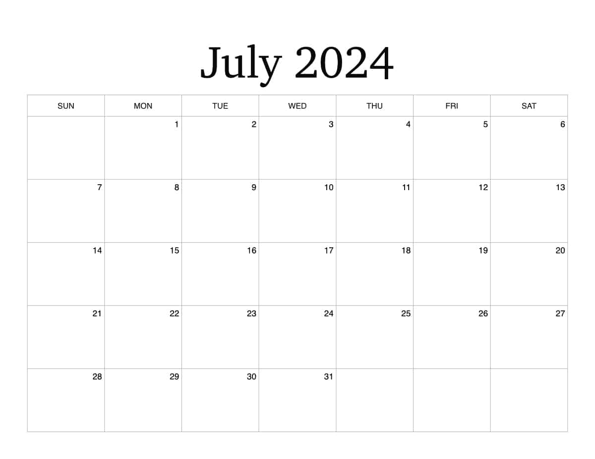 Printable July Monthly Calendar - 2025 - Hey, Donna!