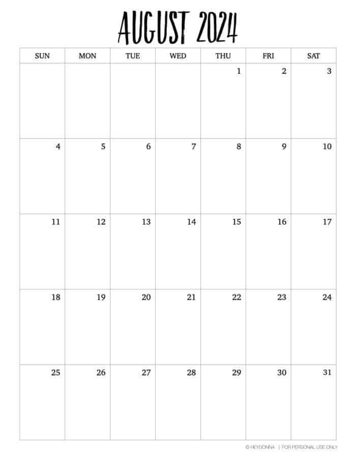 August 2024 Monthly Calendar with Holidays, Printable Free, Beige, Sunday  Start –