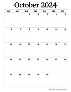 Printable October Monthly Calendar [ 2024 ] - Hey Donna