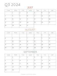 2024 3-Month Quarterly Calendar Printables - FREE - Hey, Donna!