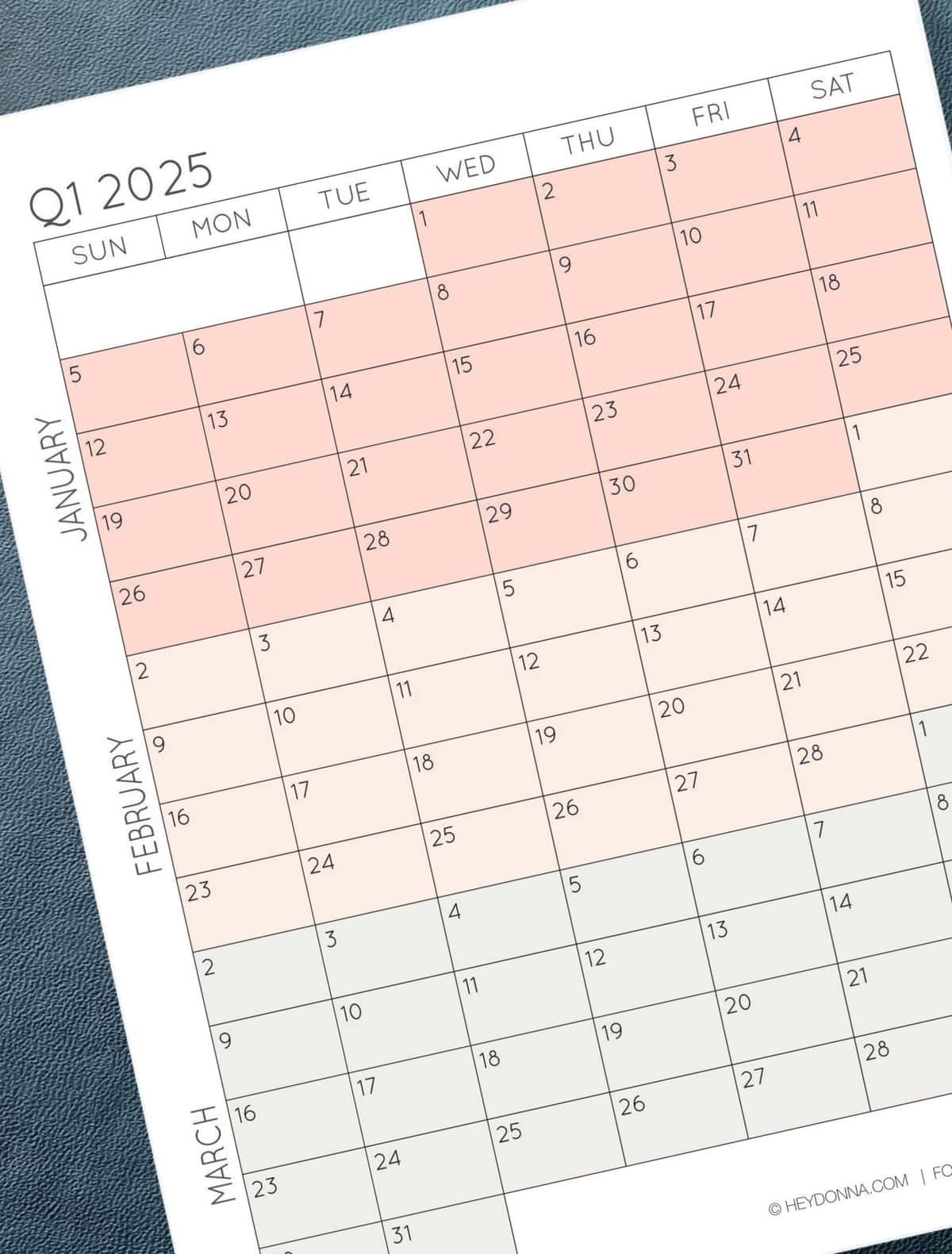 2025 3-Month Quarterly Calendar Printables - FREE - Hey, Donna!